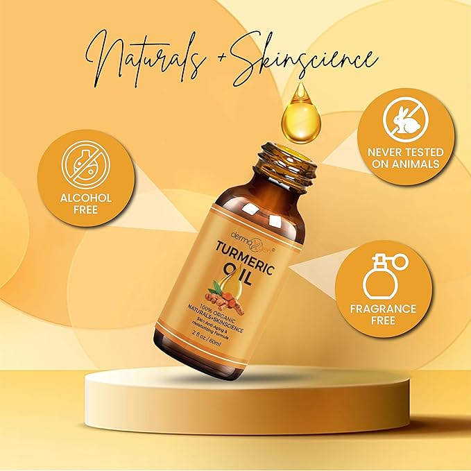 Turmeric Oil + Organic Moisturizer & Reduce Acne, Dark Spot Remover, Clear skin Tone, Hydrate Dull & Dry Skin, Anti Aging Skin Care Glow Oil for Face, Neck & Eye (2 FL OZ/60 ML)