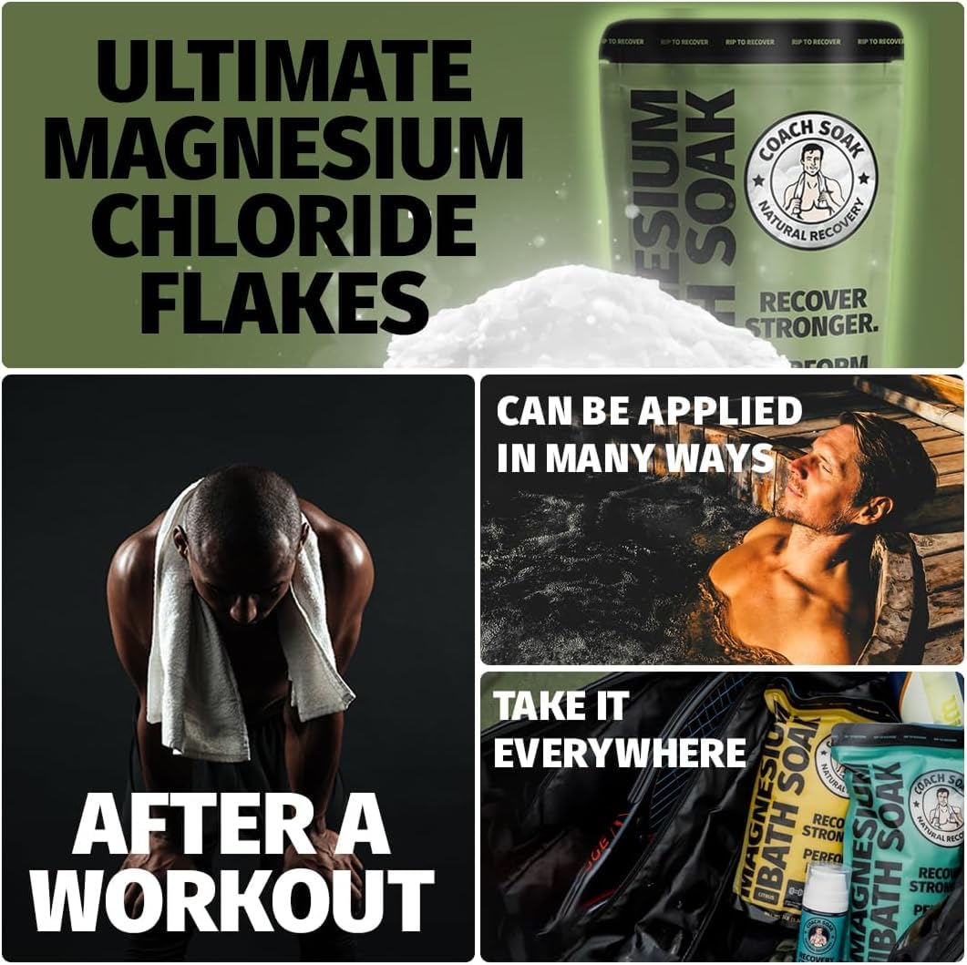 Coach Soak Recovery Bath Soak and Magnesium Lotion with MSM Eucalyptus Tea Tree Bundle (Eucalyptus)