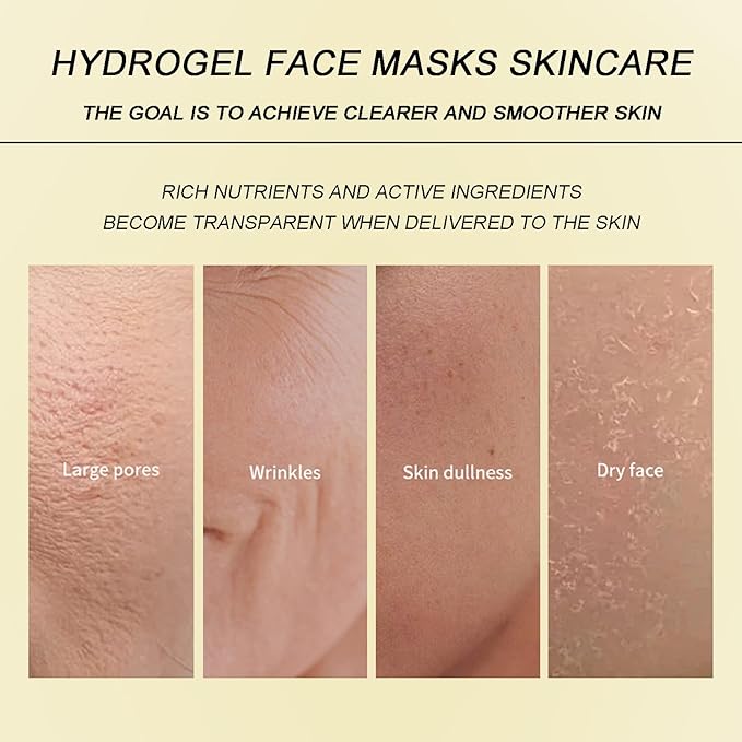 Advanced Snail Mucin Glass-Skin Hydrogel Mask, Collagen Face Mask with Snail Mucin Serum - Self Care, Face Masks for Dry, Sensitive Skin, Collagen Mask Nourish & Soften the Skin, Korean Skin Care 8Pcs