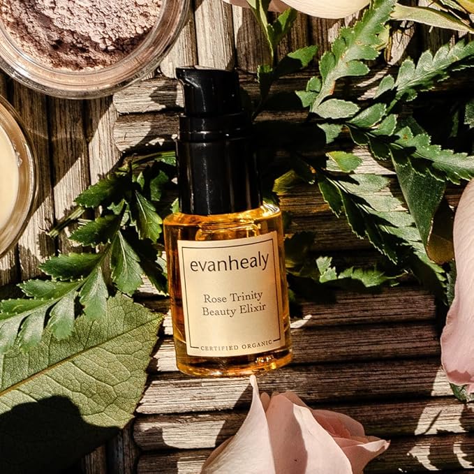 evanhealy Rose Trinity Beauty Elixir | Organic Natural Humectant Rejuvenating & Smoothing Facial Oil | Minimize Fine Lines & Wrinkles
