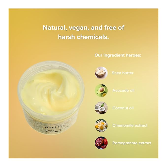 Fleur Body Butter Cream with Collagen for Glowing, Brightening, Softening Skin, Loaded with Coconut & Avocado Oil, Moisturizing Body Butter Dry Skin Cream(200g)