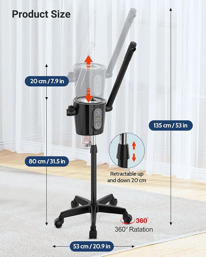 Kingsteam 2-in-1 Hot & Cold Facial Steamer with Ozone & Ionic Technology,Deep Cleansing & Moisturizing,30-Min Timer,Large Water Tank for Professional Estheticians, Beauty Salons & Home Use