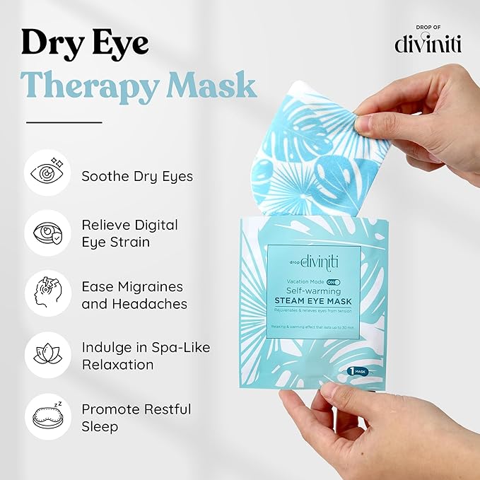 12-Pack Steam Eye Mask - Self Warming Heated Eye Mask for Dry Eyes, Up to 110F Degrees, Fast Soothing Relief - Puffy Eyes, Insomnia, Migraine - Stye Eye Treatment - Warm Compress for Eyes DiviniTi