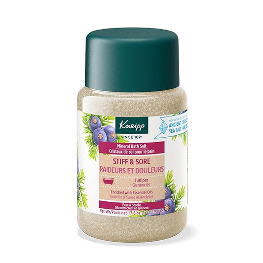 Kneipp Stiff & Sore Juniper Mineral Bath Salt with Wintergreen & Rosemary - 17.6 oz - Up to 10 Baths