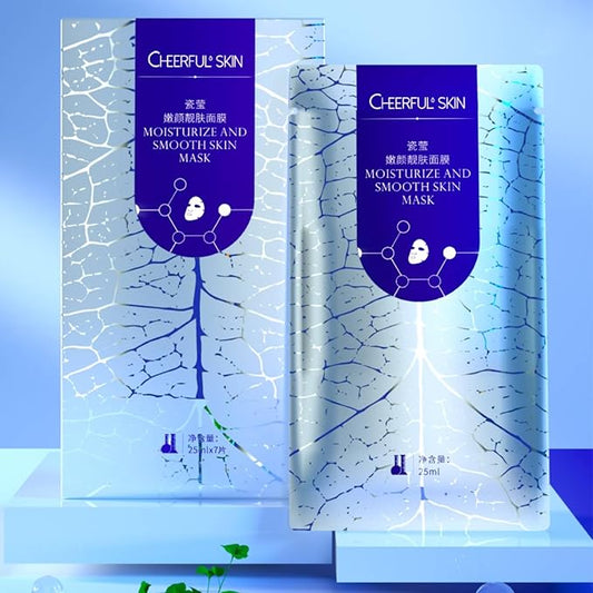 Cheerful Skin Plant Extract Face Moisturizing Smoothing Mask - Hydrating Spa Facial Treatment with Centella Asiatica, Magnolia Liliflora flower, Collagen, 25ml Each (7 Sheet)