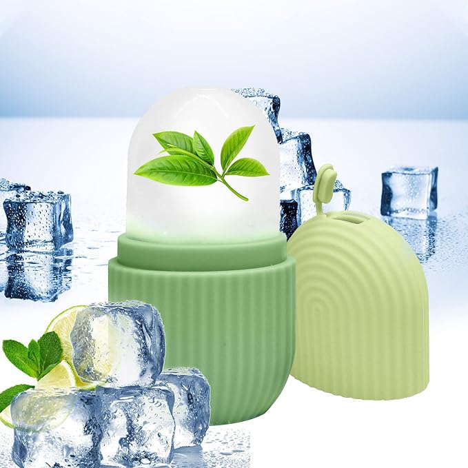 Ice Face Roller, Ice Roller for Face and Eye,Gifts for Mom,Face Roller Skin Care,Naturally Tone and Tighten,Silicone Facial Massage Ice Mold,Reusable Face Massage,Ice Mold for Face Beauty (Green)