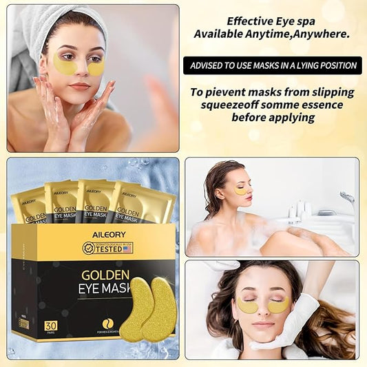 Under Eye Patches (30 Pairs) – 24K Gold Collagen Eye Masks for Puffy Eyes, Dark Circles, Bags, and Wrinkles – Soothes, Smooths, and Revitalizes Tired Skin