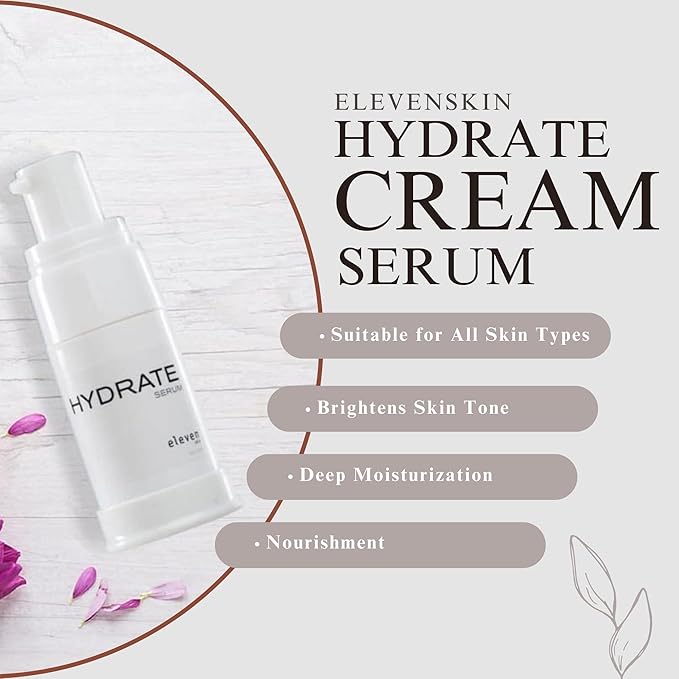 ELEVENSKIN - Hydrate Cream Serum - Hydrating Serum for Face - Anti Aging Face Serum for Women - Night & Day Hydrating Serum for Dry