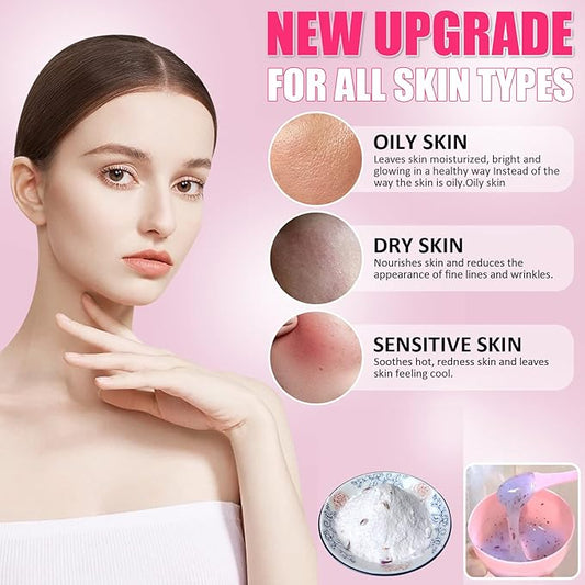 Upgrade Rose Jelly Mask Powder for Facials Professional with Narutal Seaweed Algae Seed Face Mask, Beauty Salon Home Spa