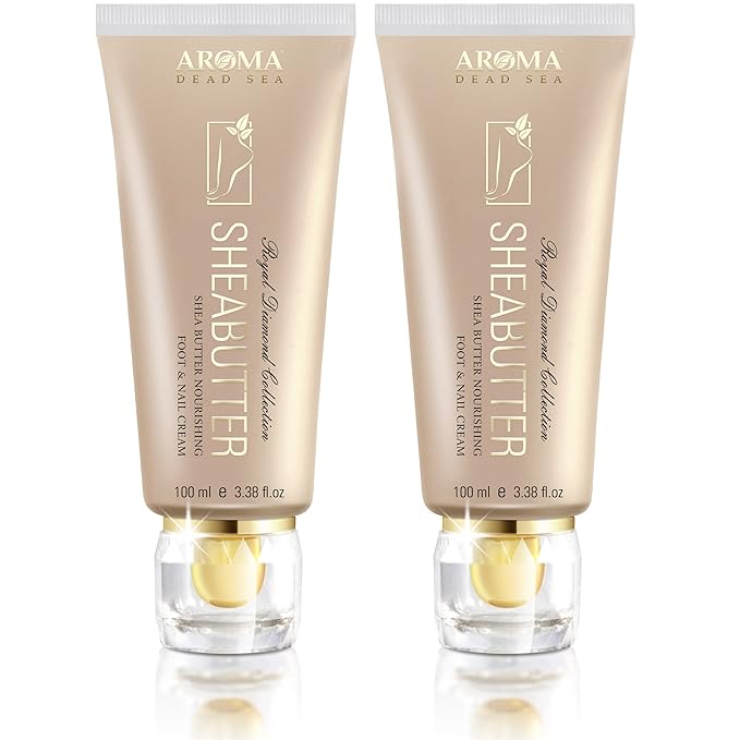 AROMA DEAD SEA Shea Butter Foot And Nail Cream Nourishing And Repair Damaged Skin. Enriched With Tea Tree Oil, Vitamin E And Wheat Germ Oil. Improves Skin Elasticity. (3.5 Fl.oz) (Pack Of 2)