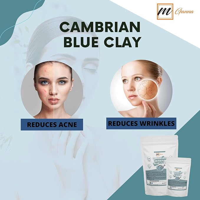 Cambrian/Serbian Blue Clay 0.5lbs / 227g for Facial Masks, Creams, Body Wraps, Scrubs and Soap Making