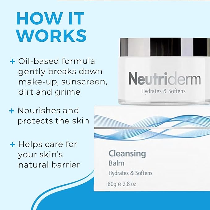 NEUTRIDERM Cleansing Balm – Hydrating Makeup Remover Balm & Oil Based Cleanser with Vitamin E & Ceramides for Soft, Radiant Skin | All Skin Types (80g/2.8oz)