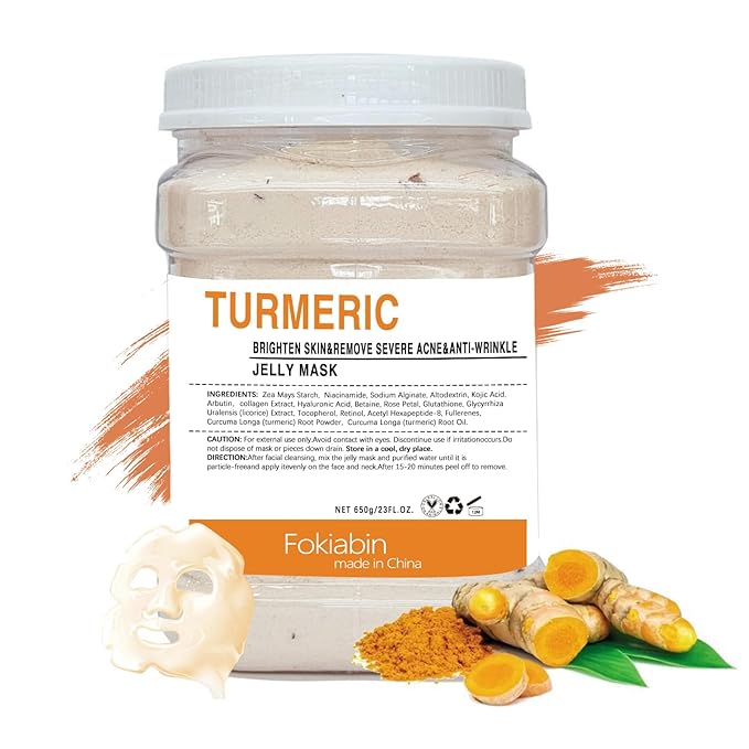 Jelly Mask for Facials, Hydrating & Moisturizing Peel-Off Rubber Gel Face Mask, Skin Care for Deep Hydration & Glow, 23 Fl Oz Jar Professional Spa Use for All Skin Types with Turmeric essence