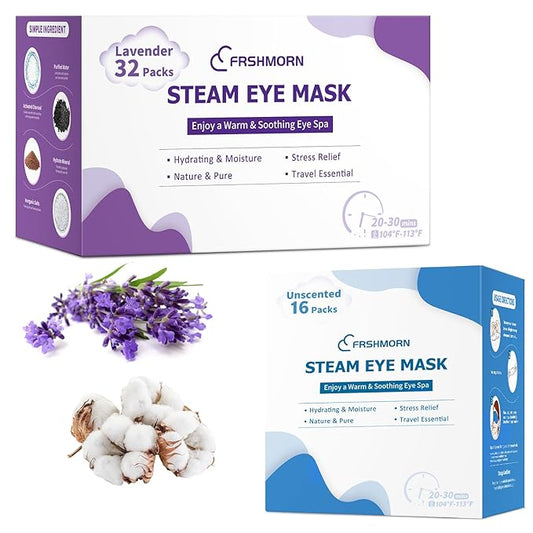 48Packs Steam Eye Mask, Heated Eye Mask Warm Compress for Eyes, Self Heating Disposal Eye Mask Sleep Mask for Home Spa, Travel Essentials (Lavender & Unscented)
