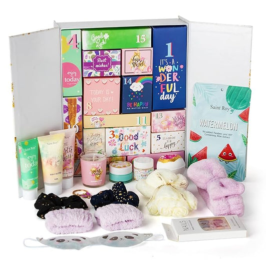 Luxury Spa Gifts for Her - 15pcs Birthday Surprise Box with Hand Cream, DIY Nails Set & Skin Care Gift Sets for Women, Moms & Daughters