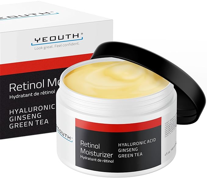 YEOUTH Retinol Cream for Face, Retinol Face Cream for Women and Men with Hyaluronic Acid and Green Tea, Night Moisturizer for a Smoother Appearance 4oz