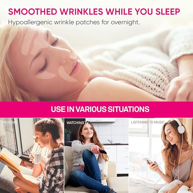 (BUNDLE) Facial and Forehead Wrinkle Patches: Face Wrinkle Treatment for Forehead, Smile Line, Under Eye- Anti Wrinkle Patches