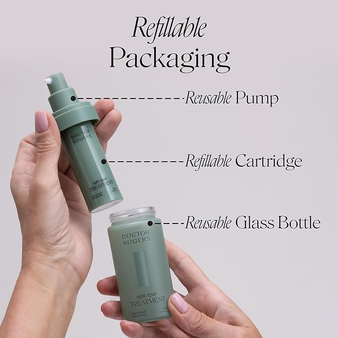 Doctor Rogers Night Repair Treatment. Restoring & Hydrating Anti-Aging Face Serum with Glycolic Acid, 1 Ounce (30 ml)