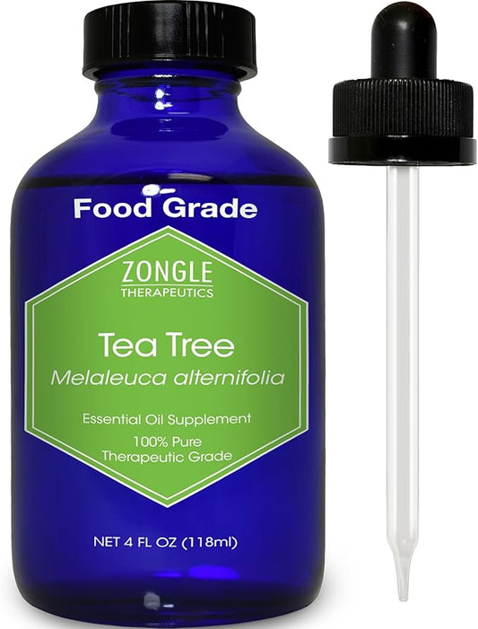 Tea Tree, Melaleuca, Oil, Food Grade – 100% Pure, Tea Tree Essential Oil, by Zongle Therapeutics, 4 OZ
