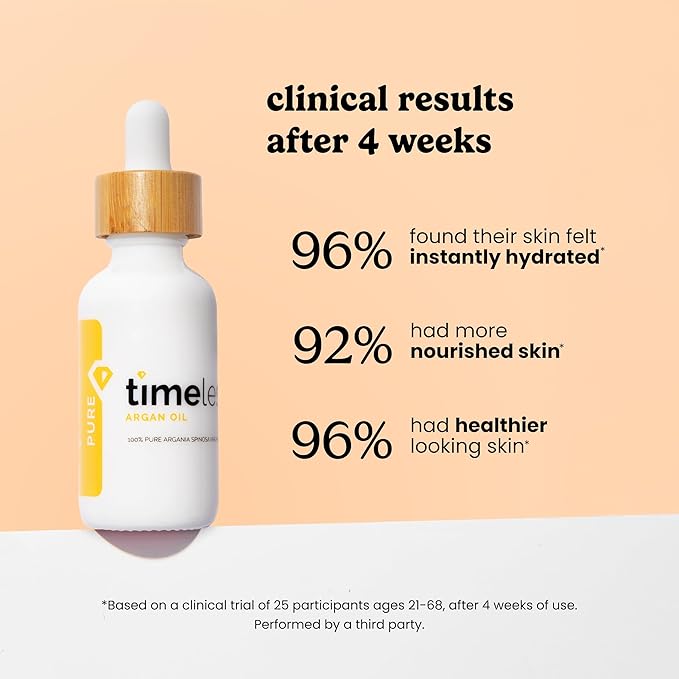 Timeless Skin Care Argan Oil - 100% Pure Argan Oil for Face & Hair Care - For Dry Skin - Fragrance-Free - Use with Moisturizer or Hair Products - 1 oz