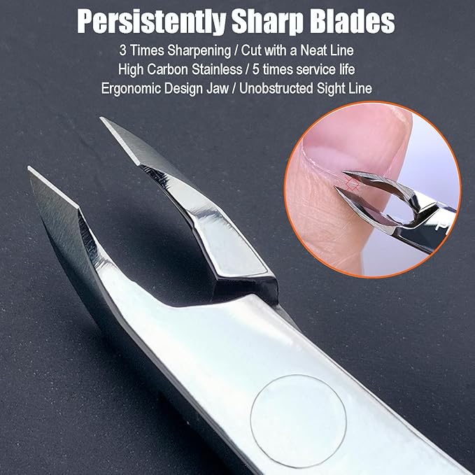 LePinko Salon-Quality Cuticle Trimmer with Cuticle Pusher, Super Labor-saving Cuticle Cutter, Sharp Cuticle Clippers for Manicurist, Professional Pedicure Manicure Nail Care Tool, 5mm Jaw