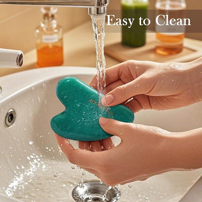 BESKAR Gua Sha Facial Tools, Natural Jade Stone Guasha Massager for Jawline Sculpting, Tighten Face Skin and Reduce Wrinkles, Face Eyes Body Neck Massage Tool, Skin Care Gift