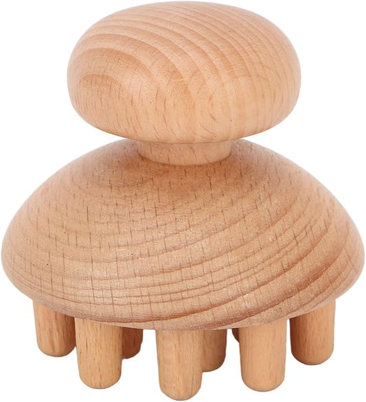 Yosoo Wood Scalp Massager Small Octopus Shape Massage Tool, Manual Scalp Massagers Scalp Massage Tool, Mushroom Fingers Head Scratcher Wood Massager for Reduce Stress 2.44 x 2.36in