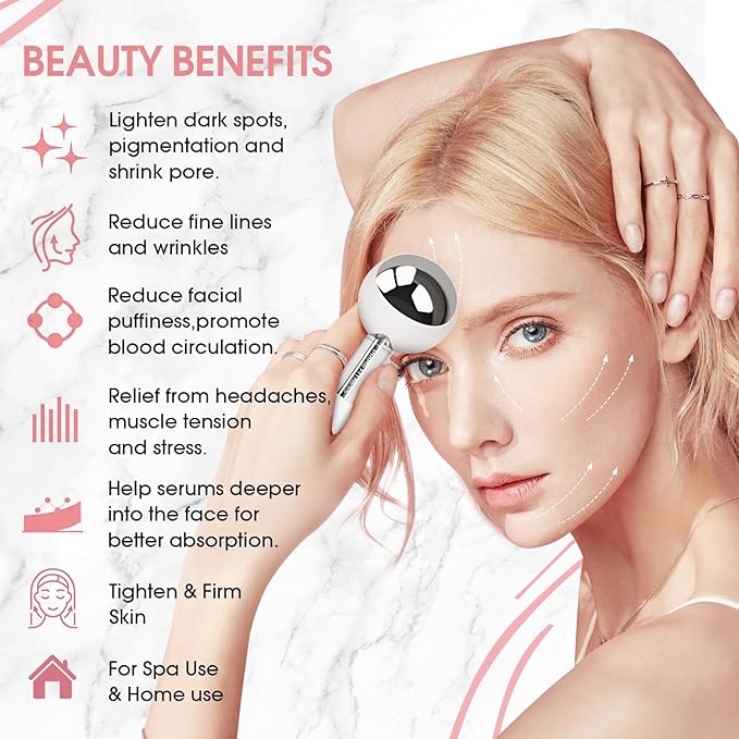 Ice Globes for Facials | Unbreakable Steel Cooling Roller | Cryo Sticks for Face | Massager for Face Neck & Eyes | Skin Care for Dark Circles, Puffiness, Wrinkles, Collagen Production (360 Rotating)