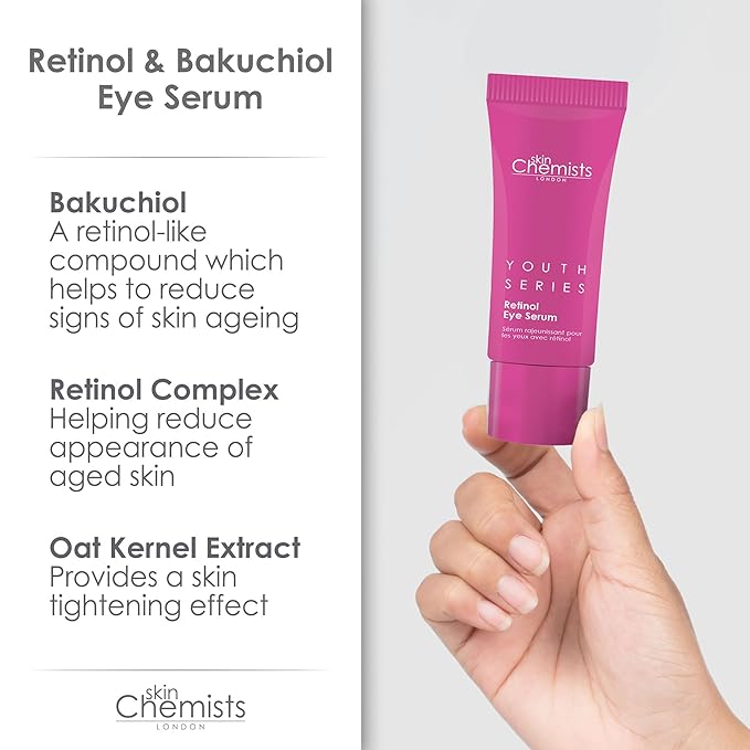 skinChemists Retinol & Bakuchiol Eye Serum - 0.51 fl oz | Reduce Wrinkles, Fine Lines, and Puffiness - Advanced Anti-Aging Formula for Youthful Eyes