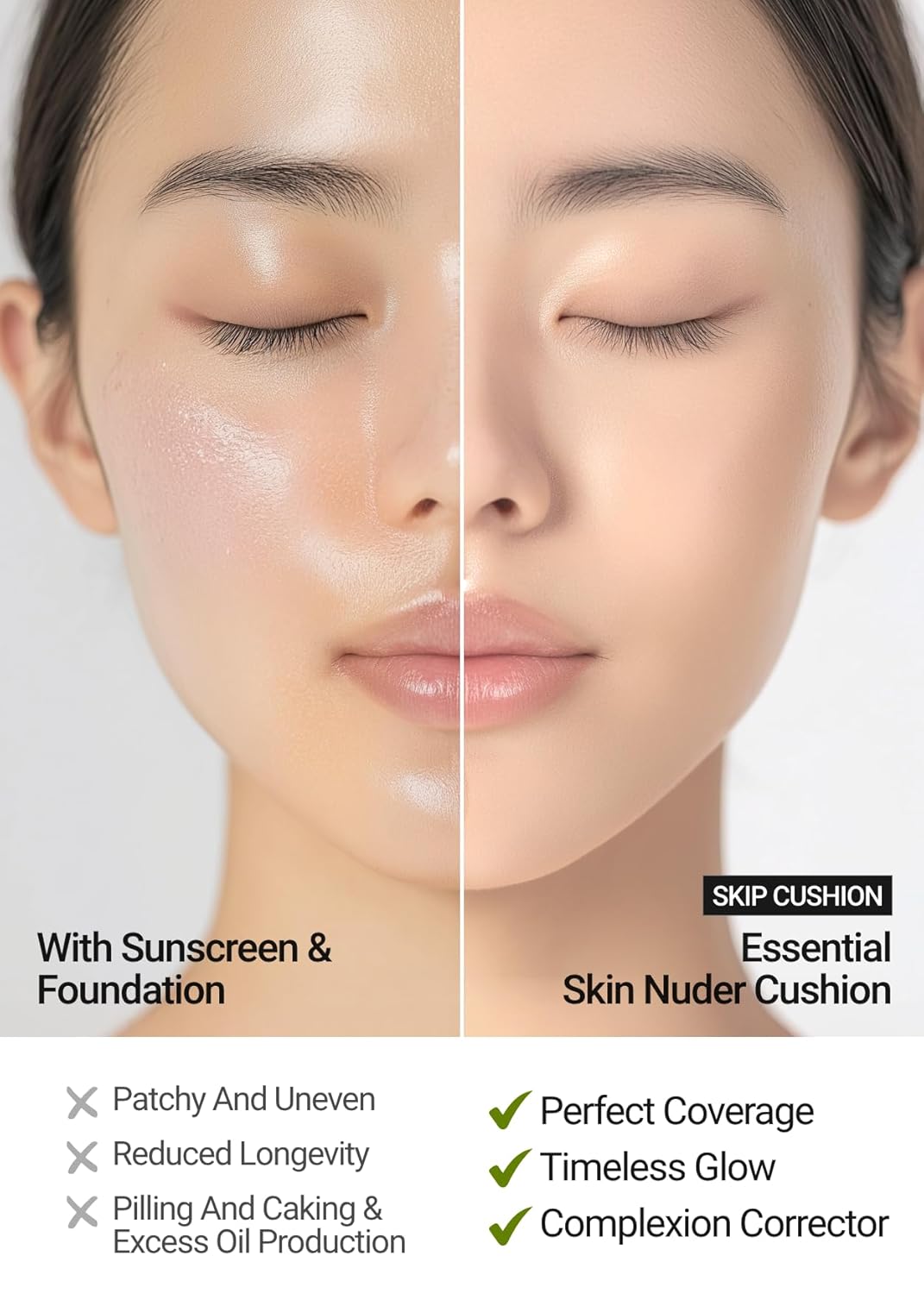 [JUNGSAEMMOOL OFFICIAL] Essential Skin Nuder Cushion (03 Fair Pink) | Refill Included | Natural Finish | SPF50 Broad Spectrum | Makeup Artist Brand