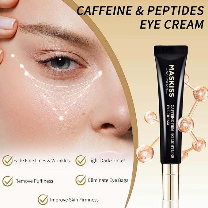 24k Gold Eye Patches (50 Pairs) & Eye Cream For Wrinkles, Eye Masks for Dark Circles and Puffiness, Peptides + Caffeine Anti Aging Eye Cream Reduce Fine Lines and Under Eye Bags
