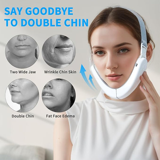 Double Chin Machine, Facial Massager for Women 6 Modes and 12 Intensity Levels Electric Double Chin Device, Smart Double Chin Face Lift Device with Magnetic Massage