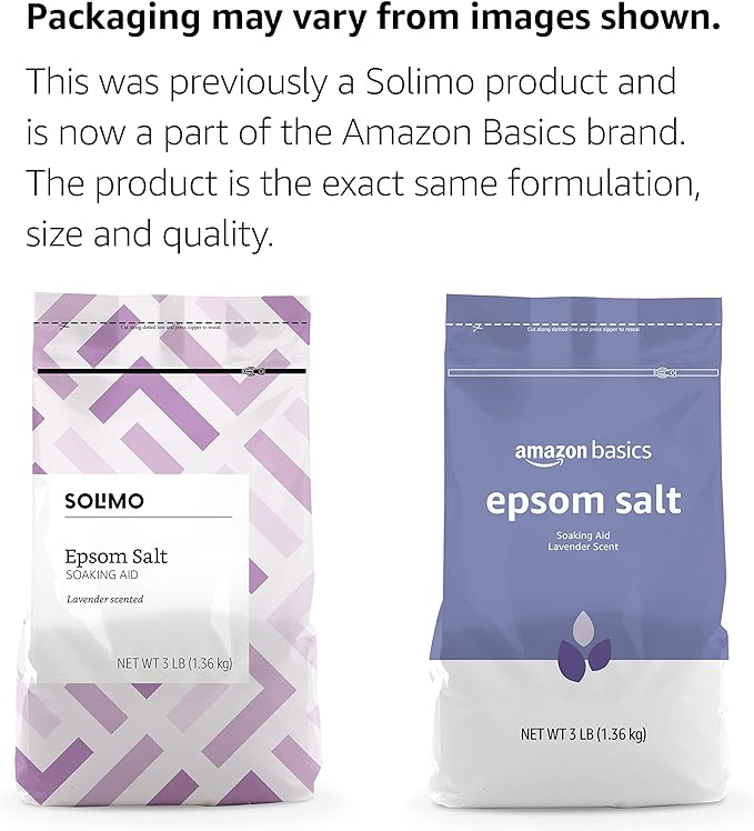 Amazon Basics Epsom Salt Soaking Aid, Lavender Scented, 3 Pound, 2-Pack (Previously Solimo)