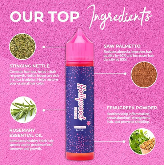 Hollywood Hair Bar | Hair Oil Regrowth Serum - Extra-Strength, Made with All-Natural Essential Oils (Squeeze Bottle) 2 oz