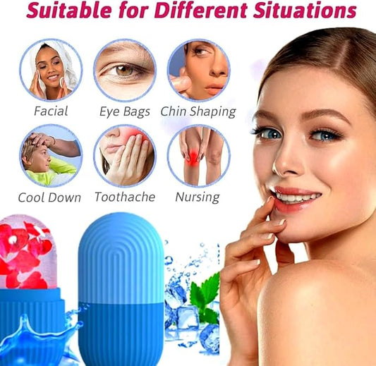 Pack of 3- Ice Roller for Face, Eyes, Body Massage. Natural Cold Therapy to Eliminate Puffiness, Dark Circles, Wrinkle. Promotes Blood Circulation for Glowing, Soft, Tight Skin (Pink, Purple & Blue)