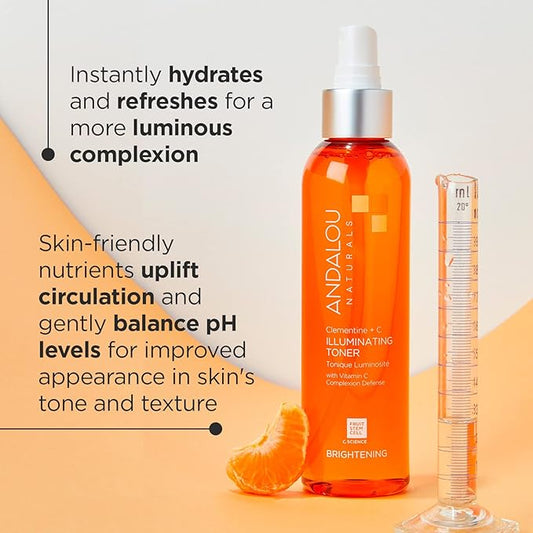 Andalou Naturals, Toner Facial Toner Helps Hydrate Balance Skin pH For Clear Even Skin, Clementine Plus C, 6 Fl Oz