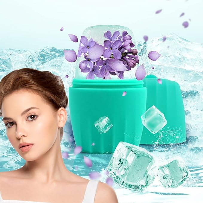 2Pack Silicone Ice Roller for Face Puffiness and Brightening Skin Glow, Reusable Facial Ice Mold with Freezer.
