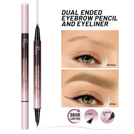 2 Pack Eyebrow Pen, Waterproof Microblading Eyebrow Pencil, 2-in-1 4 Tip Eye Brow Makeup Pen for Women with Precise Curved Brush-Tip Create Natural Hair-Like Brows, Last All-Day (Light Blonde)