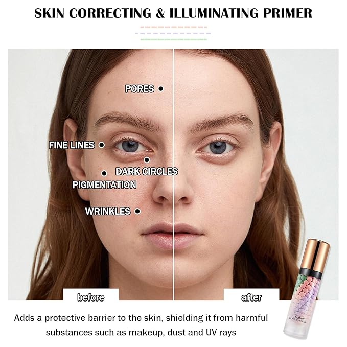 One Step Color Corrector,Color Correcting Foundation Facial Serum,Moisturizing Concealer Tri-Color Correcting Isolation Cream Face Makeup Primer Base