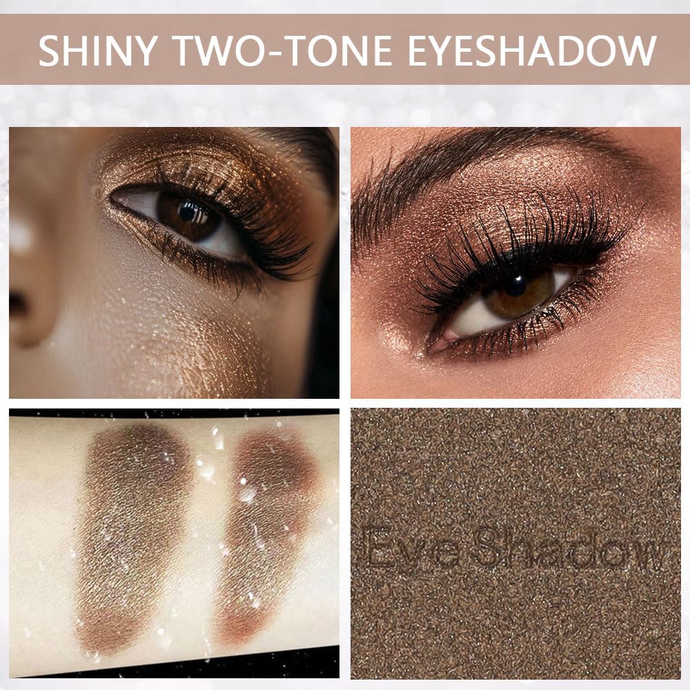Double color eye shadow, Eyeshadows Creamy, high pigment eye makeup palette, matte shimmer metal eye shadow powder, Blendable, Ultra-Pigmented, Easy to Apply, Matte & Shimmer, (05)