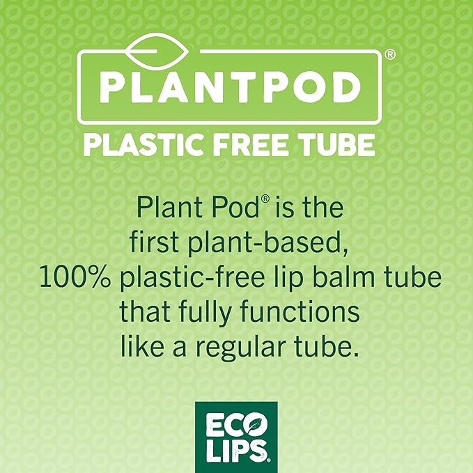 Eco Lips Organic Candy Cane Moisturizing Lip Balm - Organic Coconut Oil and Cocoa Butter - Soothe, Moisturize Dry, Cracked and Chapped Lips - 100% Plastic-Free Plant Pod Packaging - Made in USA