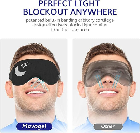 Mavogel Cotton Sleep Mask - Sleep Eye Mask for Women Men, Light Blocking Night Eyemask, Super Soft and Comfortable Eye Covers for Sleeping Yoga Nap Meditation, Includes Travel Pouch (Moon Style)