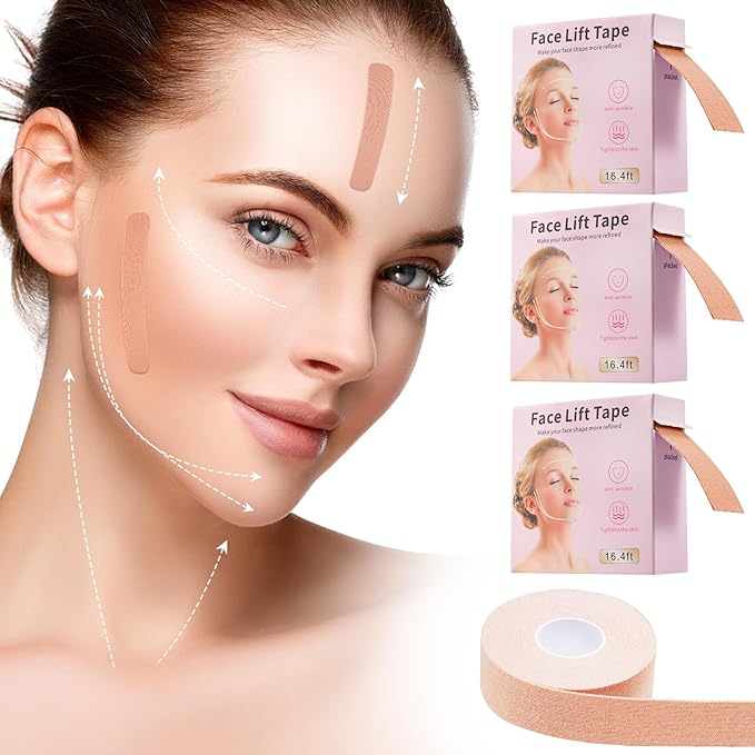 Anti-wrinkle Face Tape,3 Individually Wrapped Boxes of Premium Face Lifting Strap，Skin Tone Skin Tape for Face