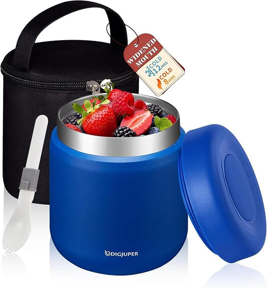 17oz Thermo Food Container w/Lunch Bag - Large Wide Mouth Thermal for Hot Food with BPA-free Folding Spoon, Leak-Proof Soup Jar Lunch Box for Kids Adults School Outdoors