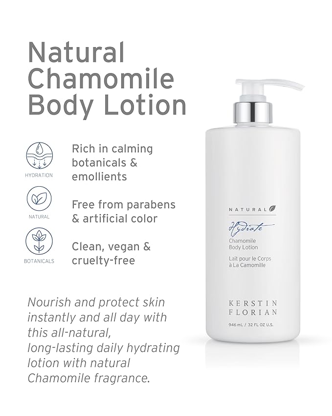 Kerstin Florian Chamomile Body Lotion | Nourishing Hydrating Moisturizer with Aloe & Jojoba Oil | Soothes Dry Skin | 32 fl oz