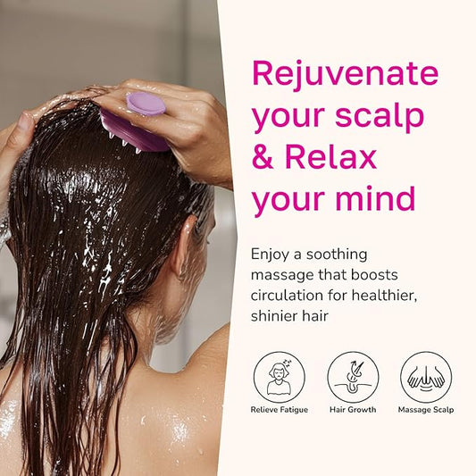 Silicone Scalp Scrubber - Massage Shampoo Brush, Soft Bristles for Hair Growth & Dandruff Removal - Ergonomic Design, Wet & Dry Use, Deep Cleansing Scalp Exfoliator for All Hair Types - Pink