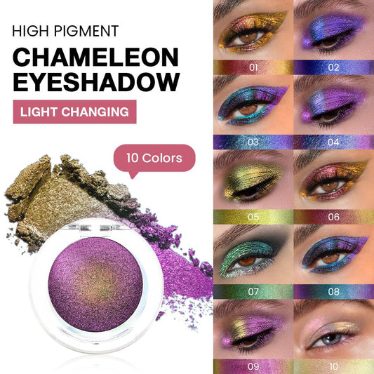 evpct Mermaid Purple Gold Holographic Chameleon Chrome Eye Shadow Palette Makeup for Older Women, Duochrome chromatic Duo Multichrome Glitter Shimmer Metallic Gothic festival Single Eyeshadow Palette
