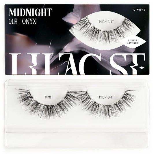 Lilac St - Midnight Dramatic Faux Eyelash Clusters (14mm) - Dark & Lush - DIY Lash Extension Wisps - Lightweight & Lifelike - Lasts 10 Days - Cruelty Free, Vegan, Women Founded - 10 Lashes