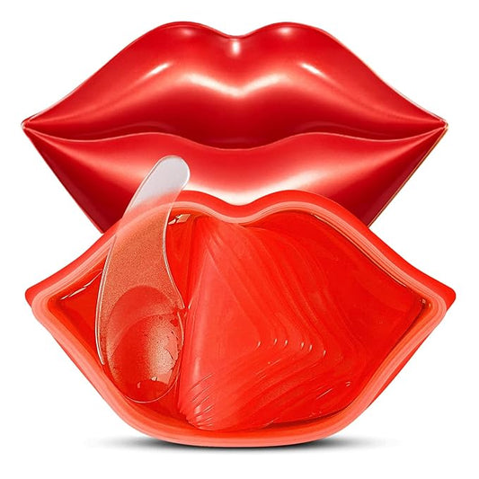 Charm Kiss 20Pcs Moisturizing Lip Mask, Lip Sleep Mask Reduces Lip Lines and Restores Moisture, Lip Mask Effectively Nourishes the Lip Skin, Gel Treatment Lip Masks Plumping Lips Mask Lip Care Products (Red)