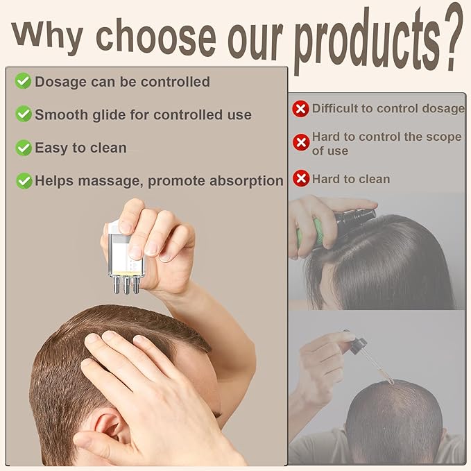 Scalp Applicator Brush Tool Dedicated to Minoxidil, Hair Serum Applicator, Oil Scalp Massage Applicator Comb with Smooth Glide and Even Dispensing(Not lnclude Any Liquids)